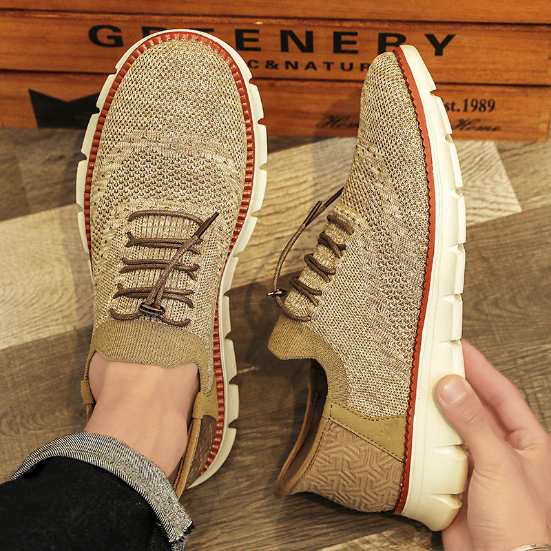 Scarpe Brogue in Mesh da Uomo con Suola Flessibile in Gomma e Chiusura con Lacci