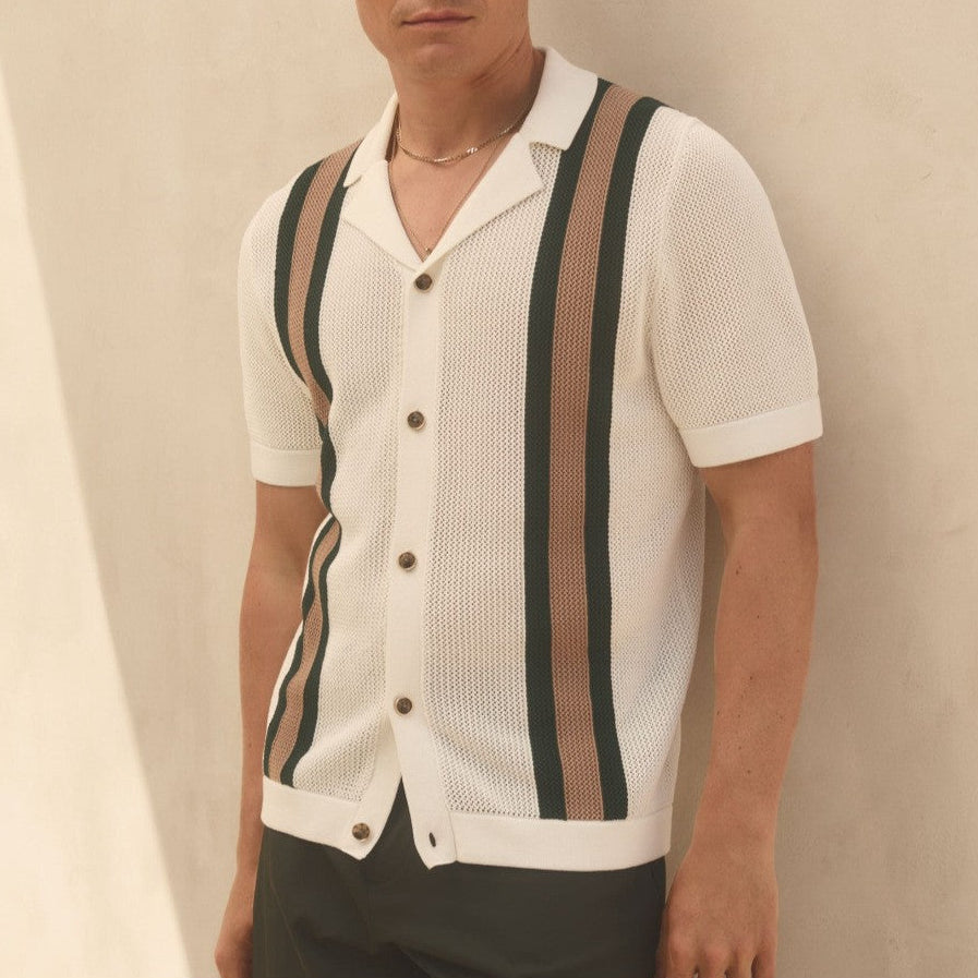 Men's striped knit polo — vintage