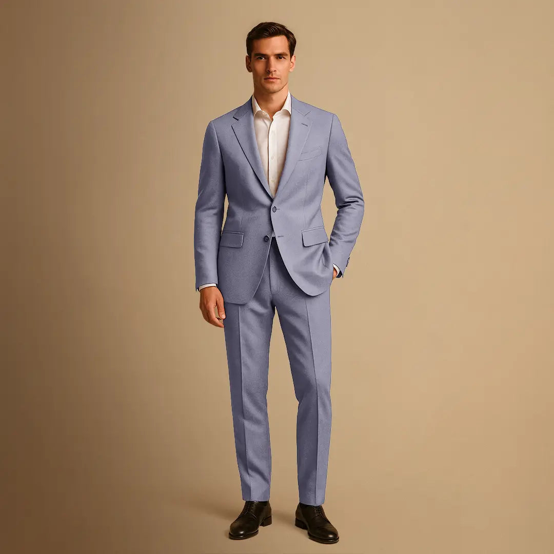 Men's Two-Piece Suit with Slim Fit Cut and Single-Breasted Jacket