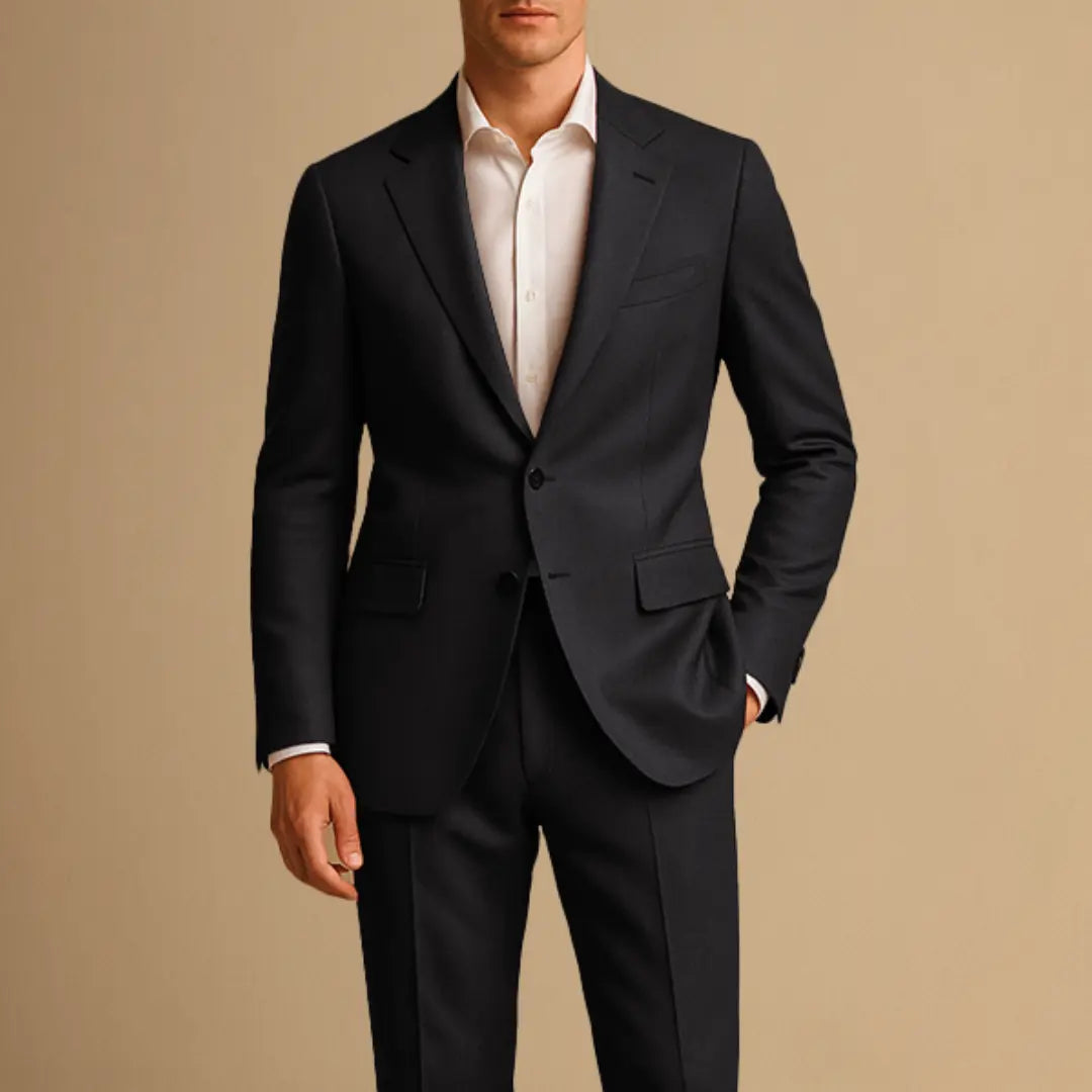 Costum bărbați din două piese, croială slim fit, cu sacou cu un singur piept