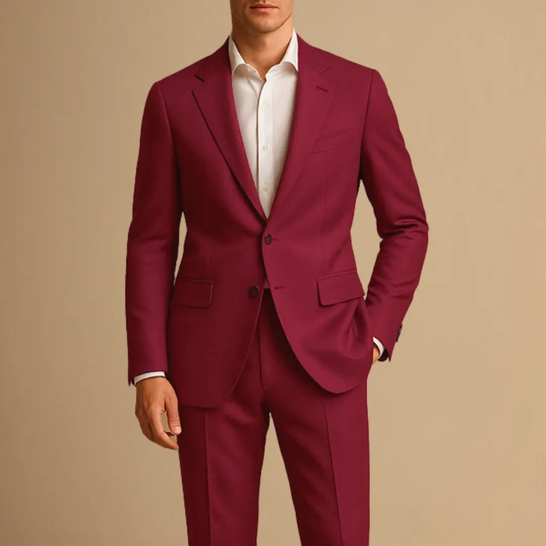 Costum bărbați din două piese, croială slim fit, cu sacou cu un singur piept