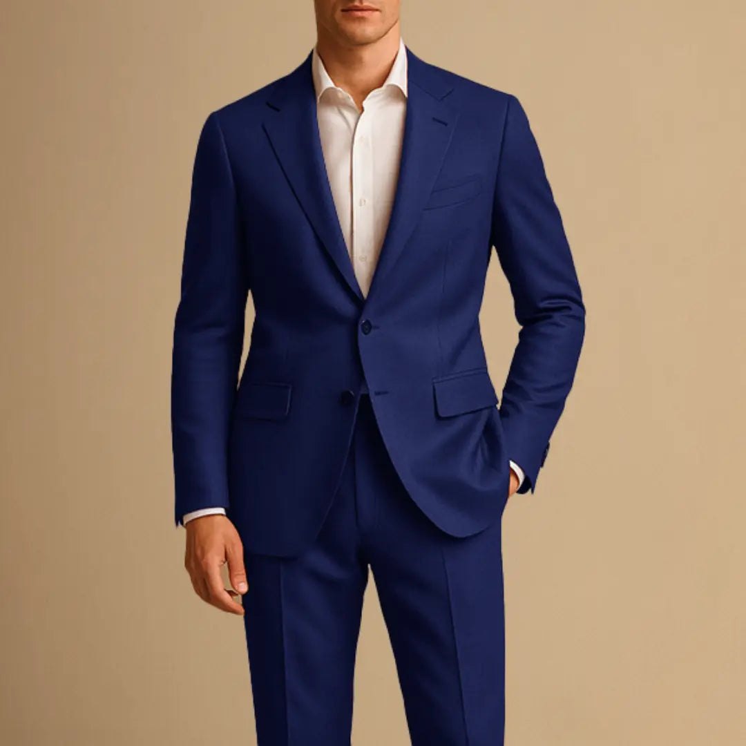 Costum bărbați din două piese, croială slim fit, cu sacou cu un singur piept