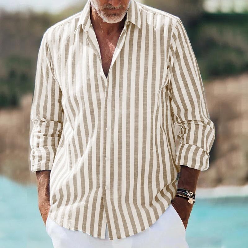 Camicia a righe da uomo - manica lunga con linee verticali - quotidiana