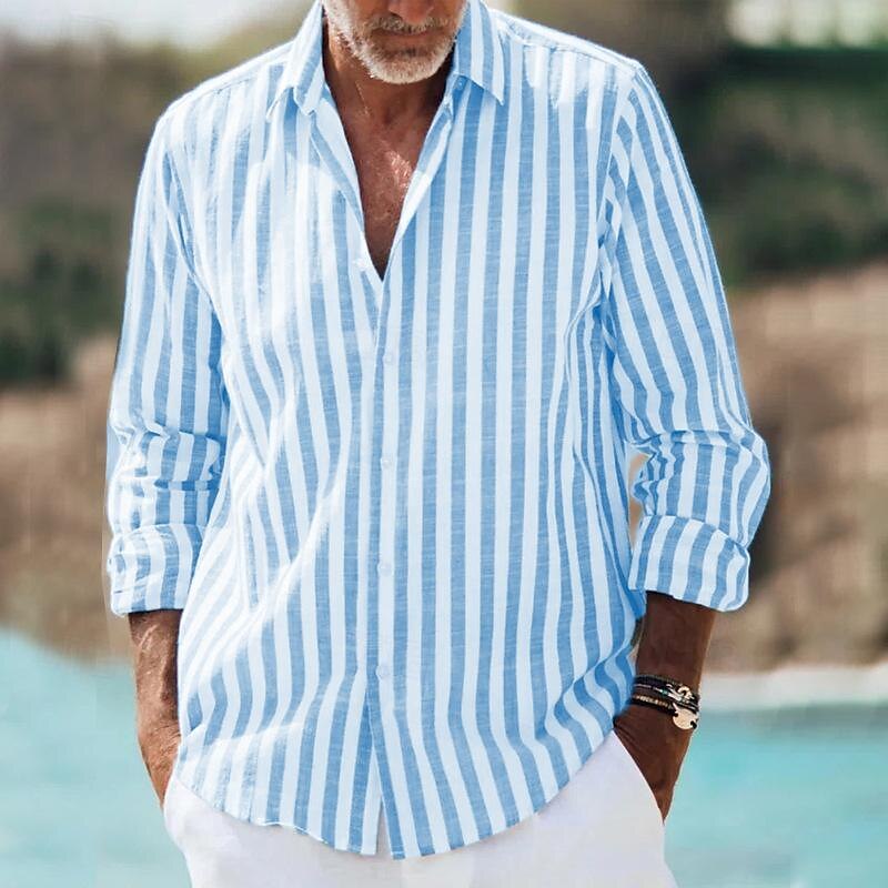 Camicia a righe da uomo - manica lunga con linee verticali - quotidiana