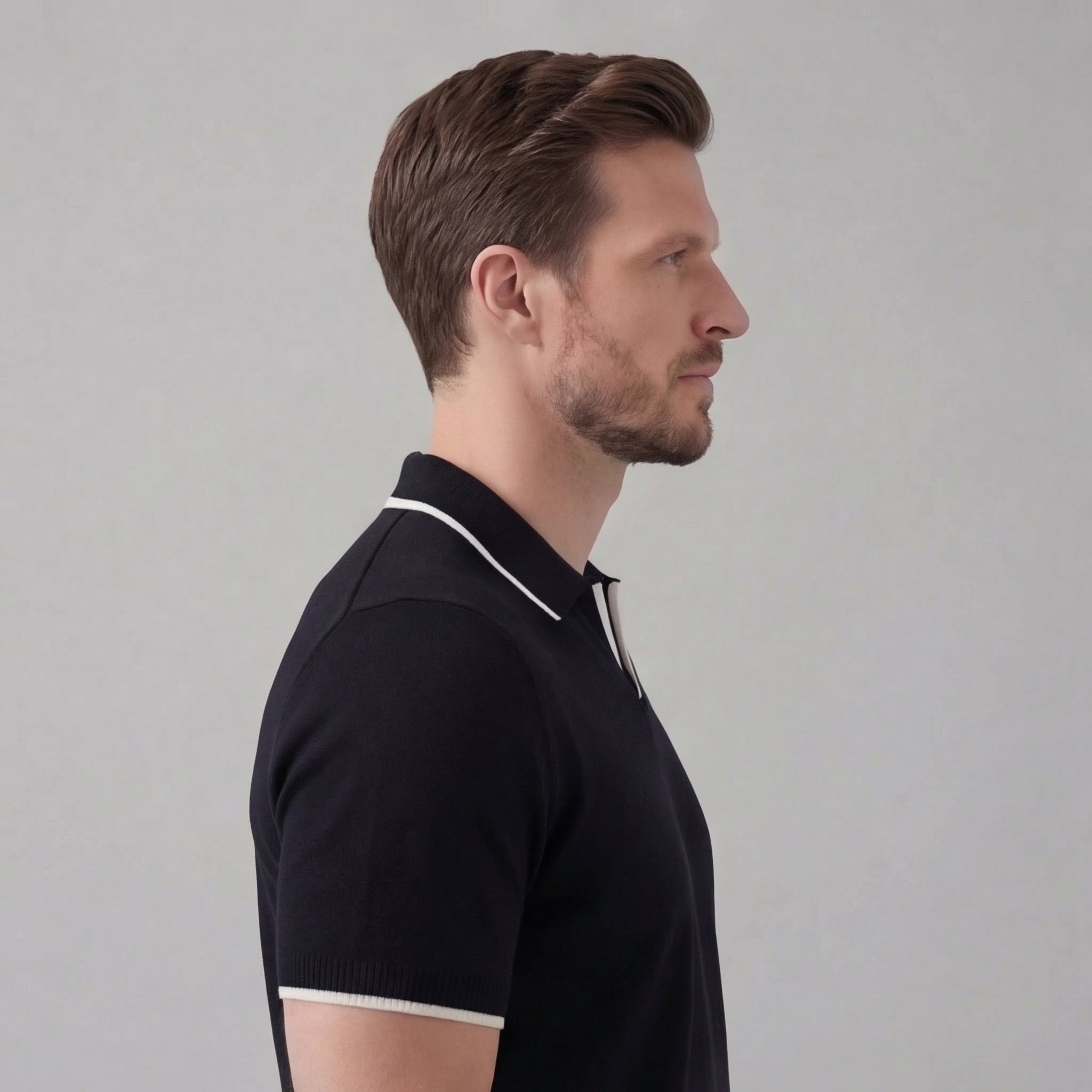 Polo de punto hombre | camiseta cuello polo sin botones para diario