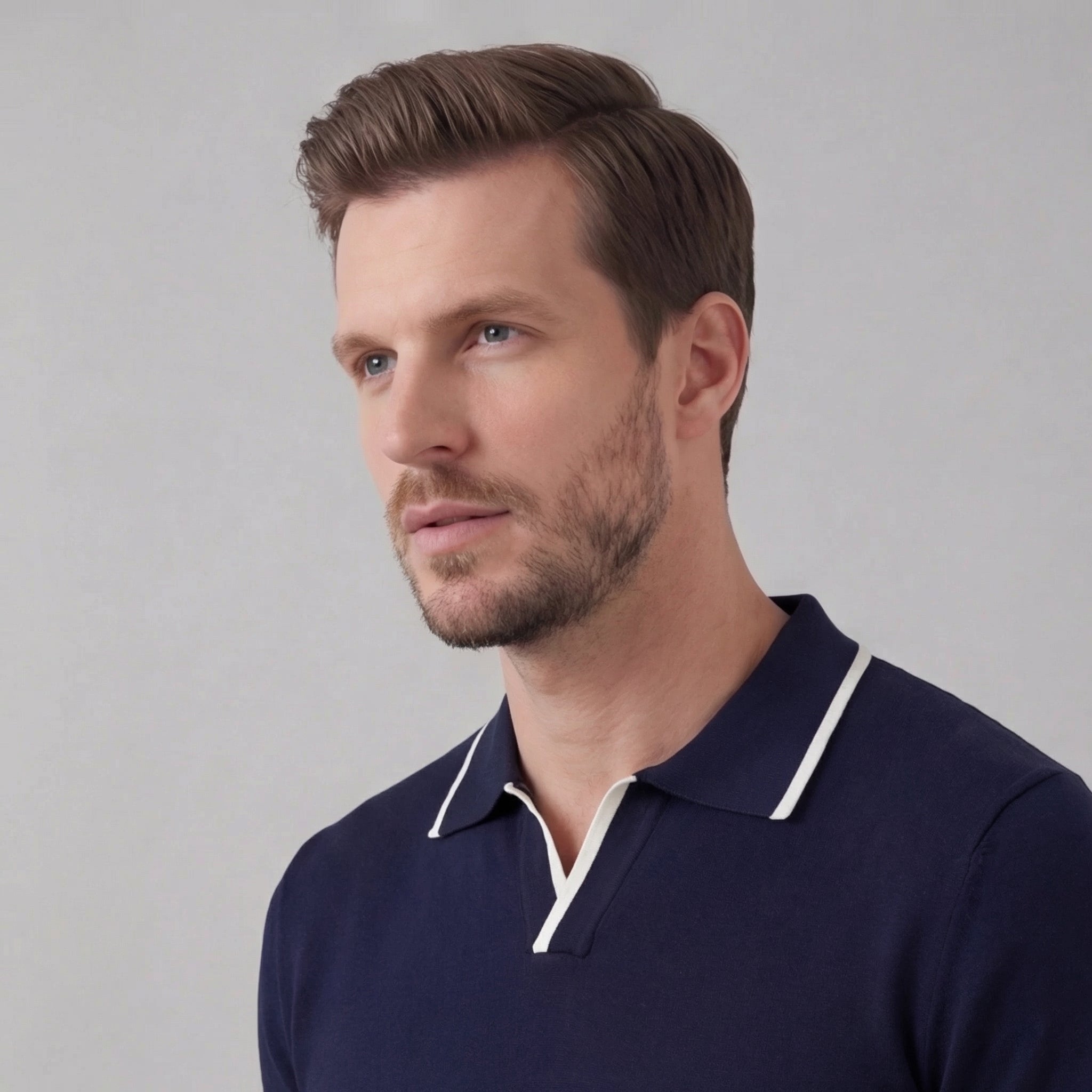 Polo de punto hombre | camiseta cuello polo sin botones para diario