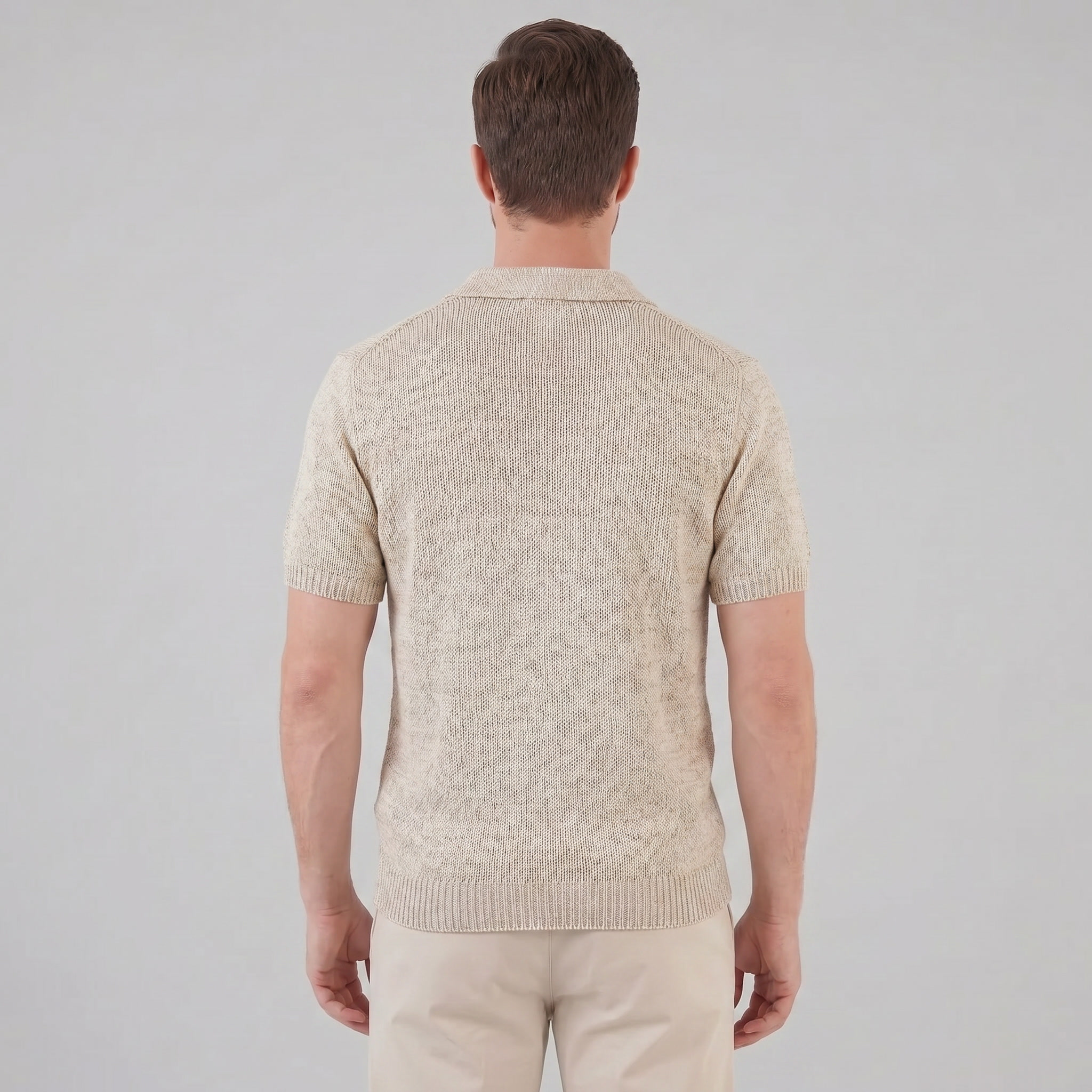 Polo de malha para homem com efeito jaspeado — estilo casual de verão
