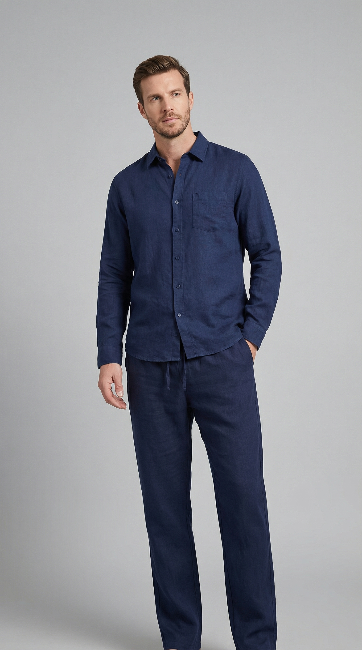 Ensemble homme en lin | ensemble deux pièces coupe slim