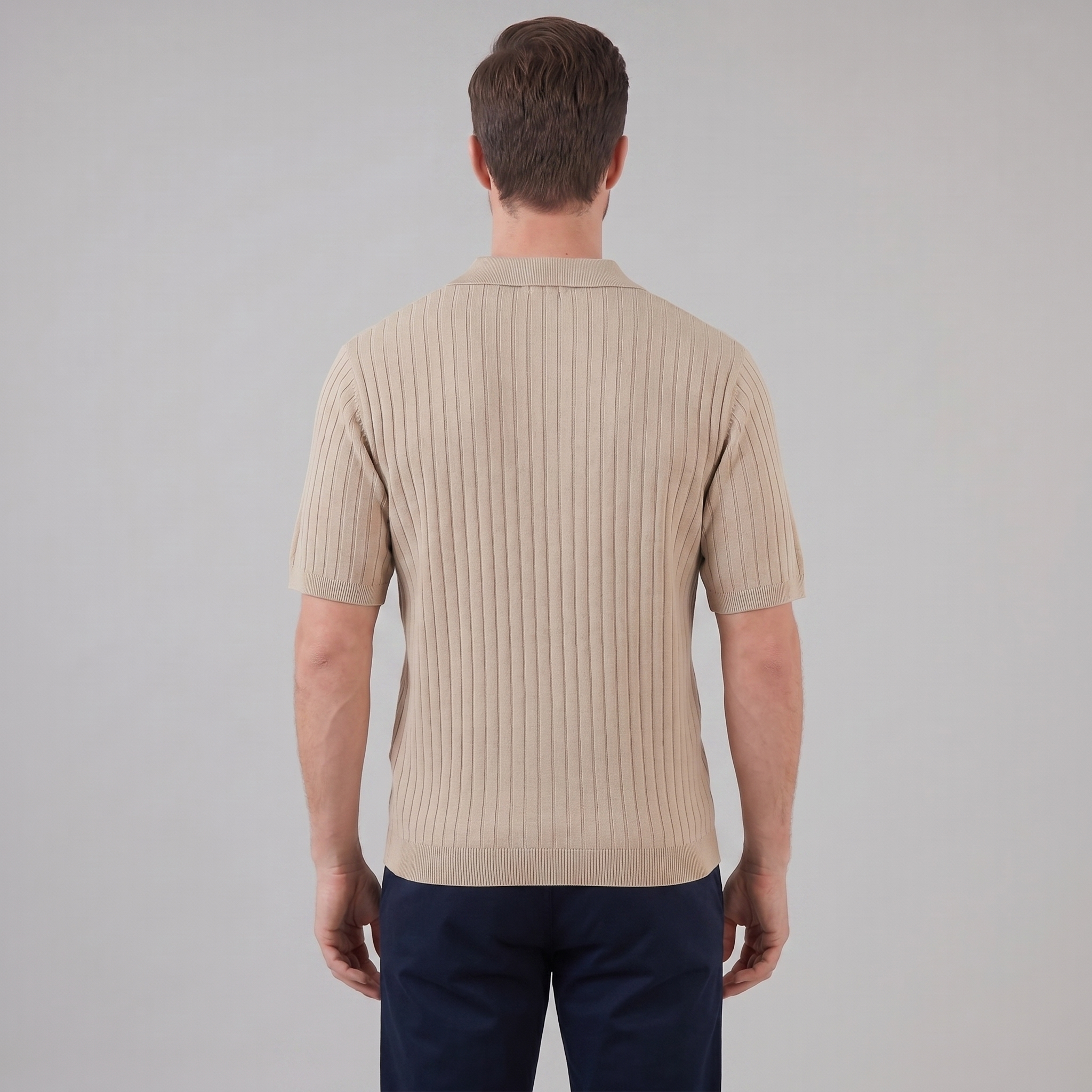 Polo en maille côtelée pour homme avec col à revers — décontracté