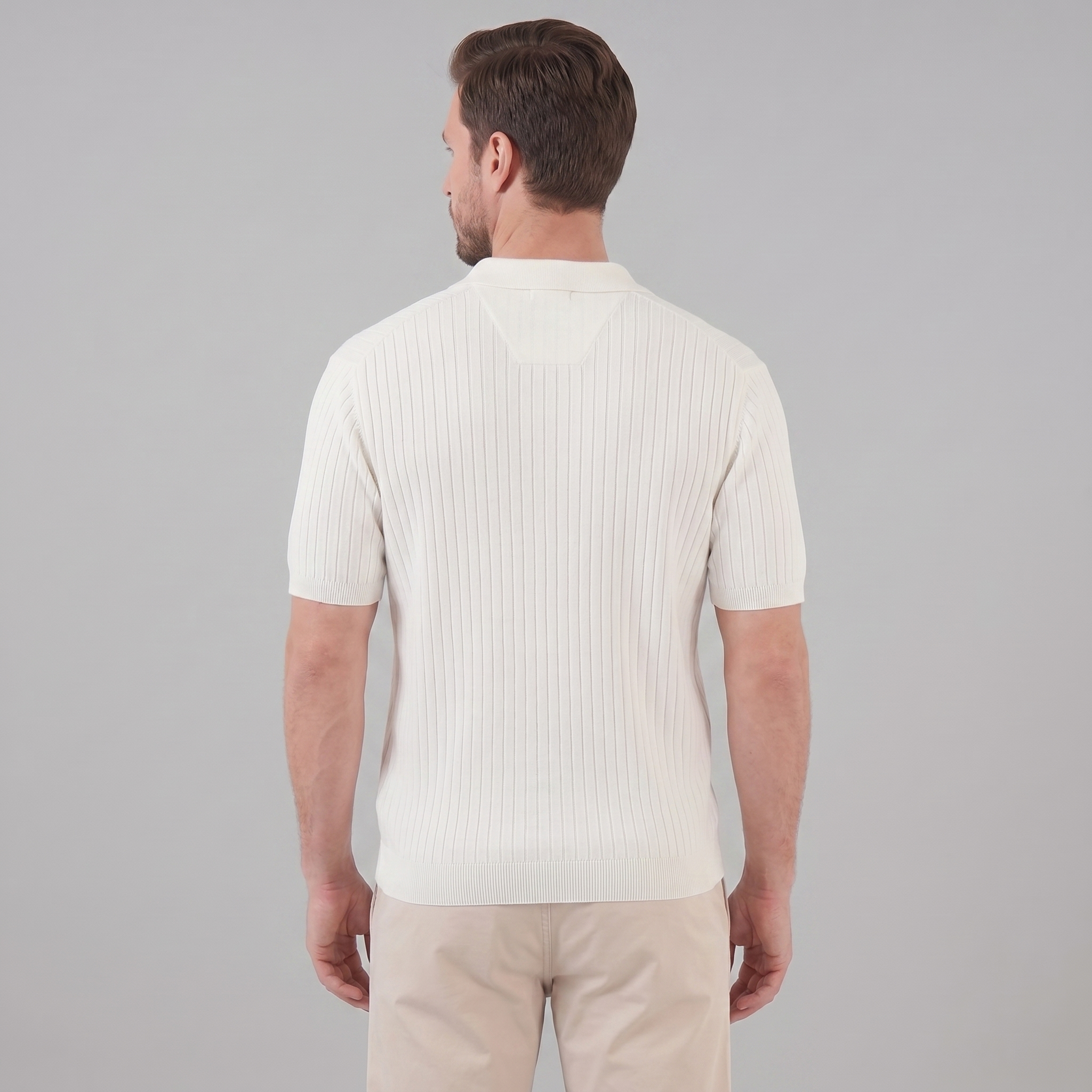 Polo en maille côtelée pour homme avec col à revers — décontracté