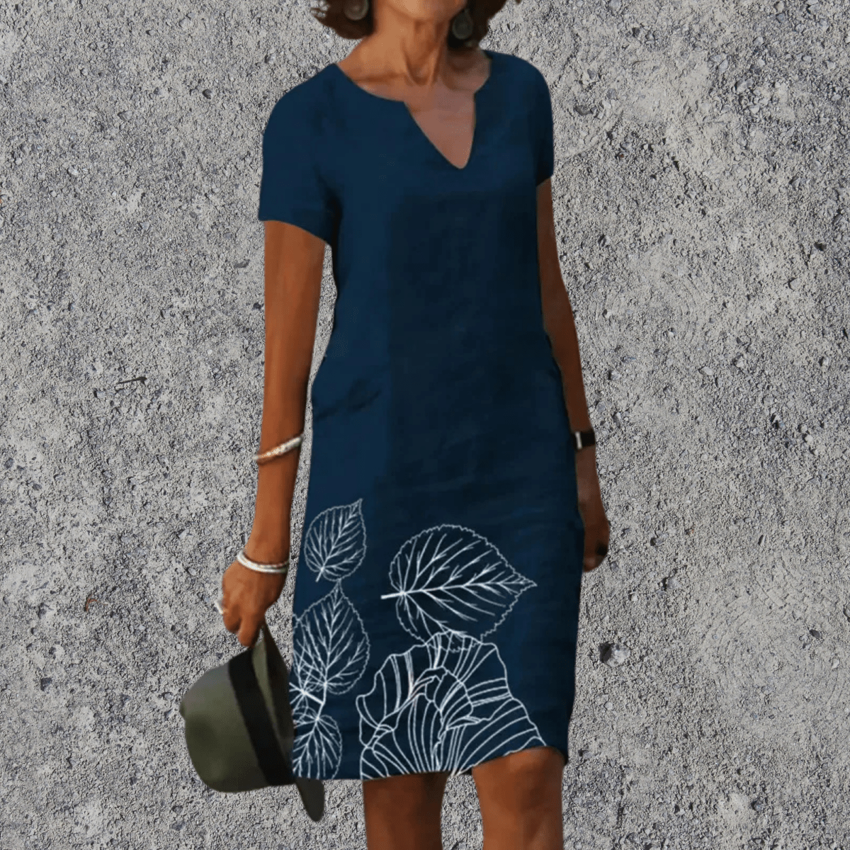 Vestito midi donna con stampa floreale, scollo a V, comodo