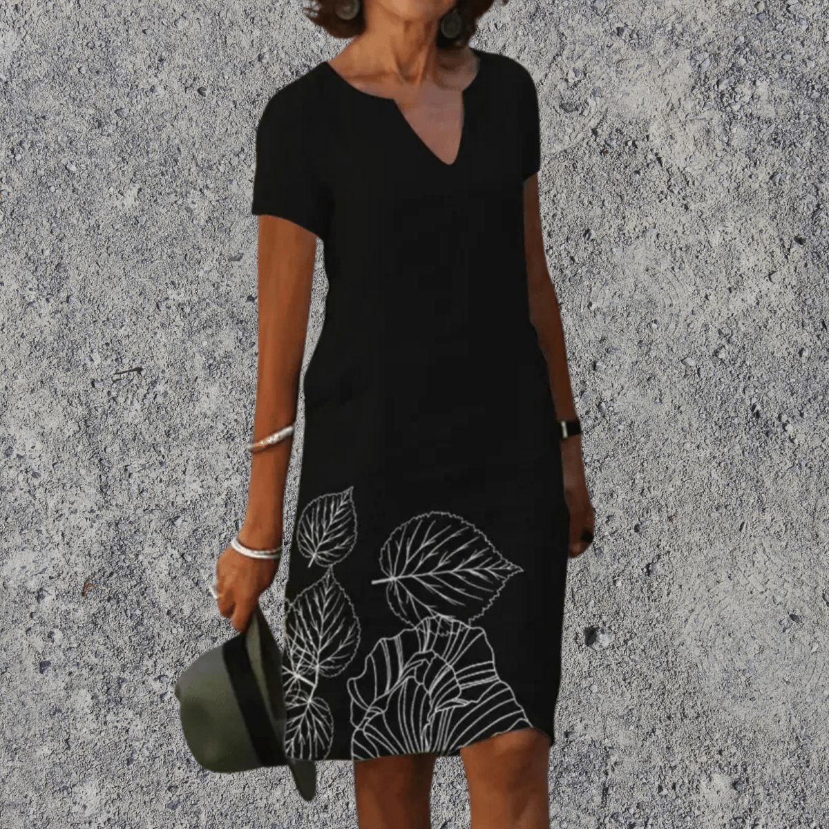Vestito midi donna con stampa floreale, scollo a V, comodo