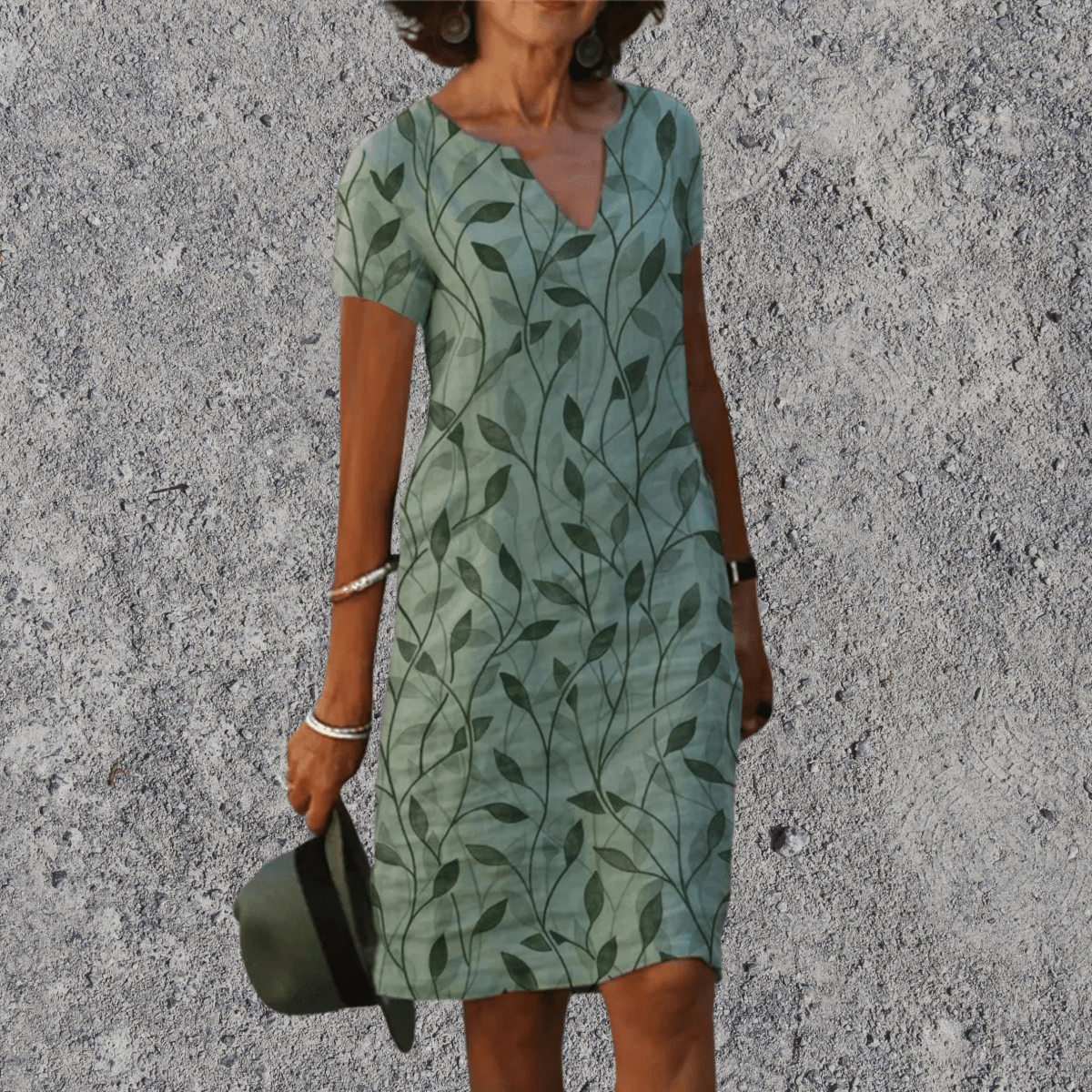 Vestito midi donna con stampa floreale, scollo a V, comodo