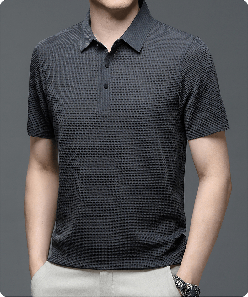Pánské polo s mikrostrukturou a knoflíky — business casual