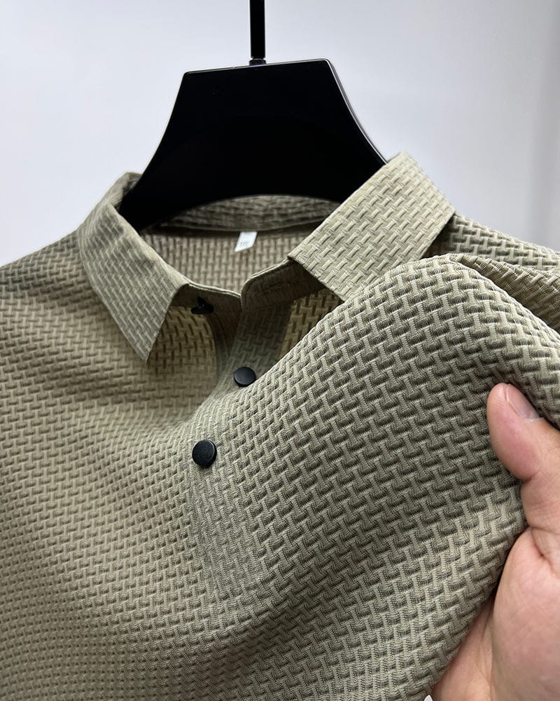 Pánské polo s mikrostrukturou a knoflíky — business casual