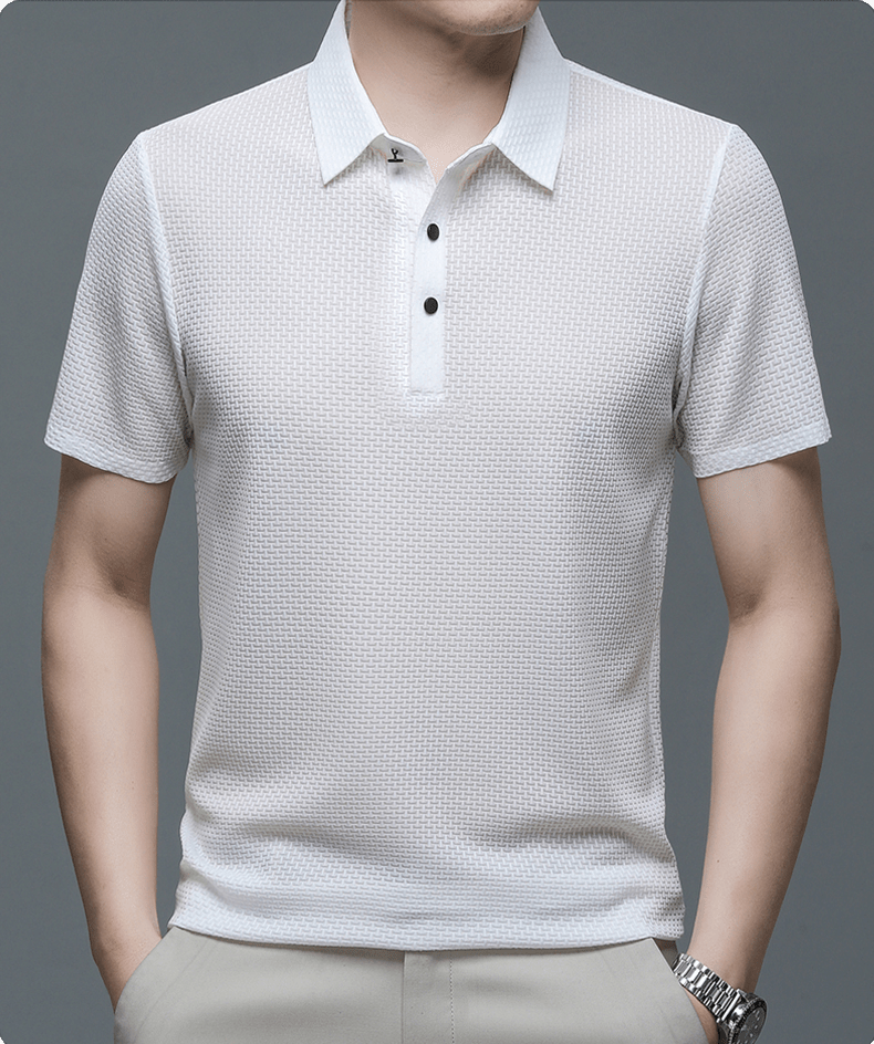 Pánské polo s mikrostrukturou a knoflíky — business casual