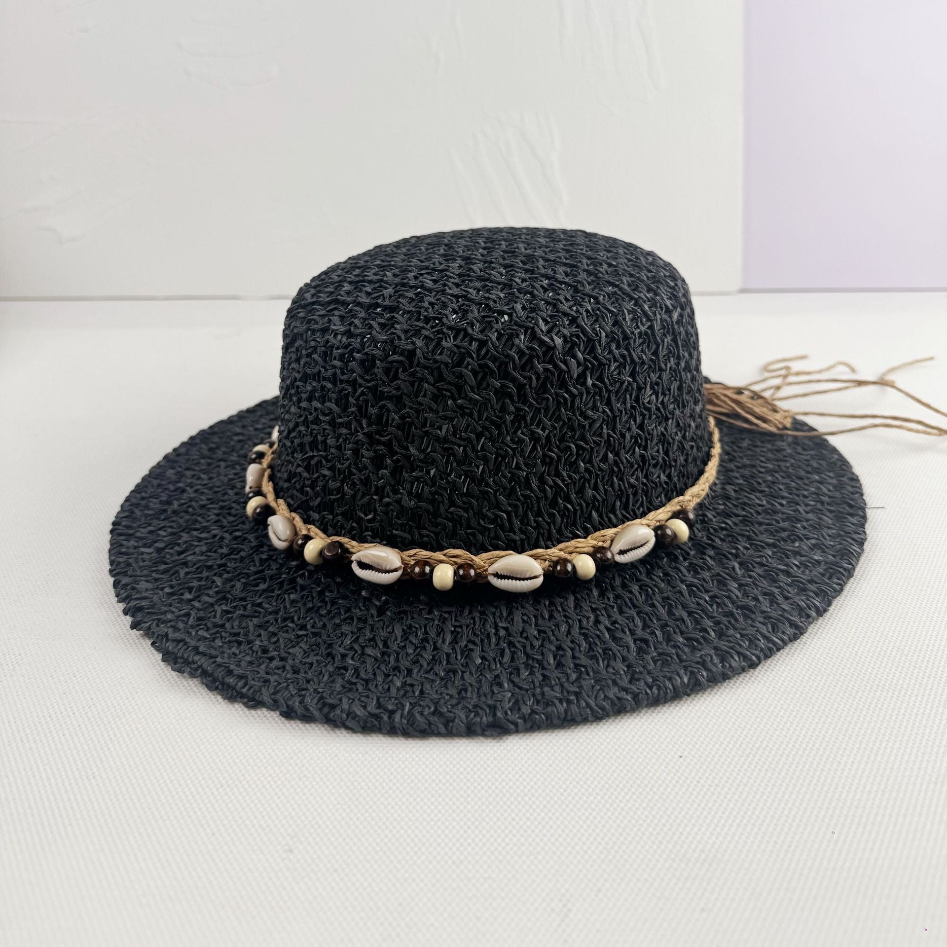 Chapeau de soleil pour femme - large bord rigide - style plage rétro