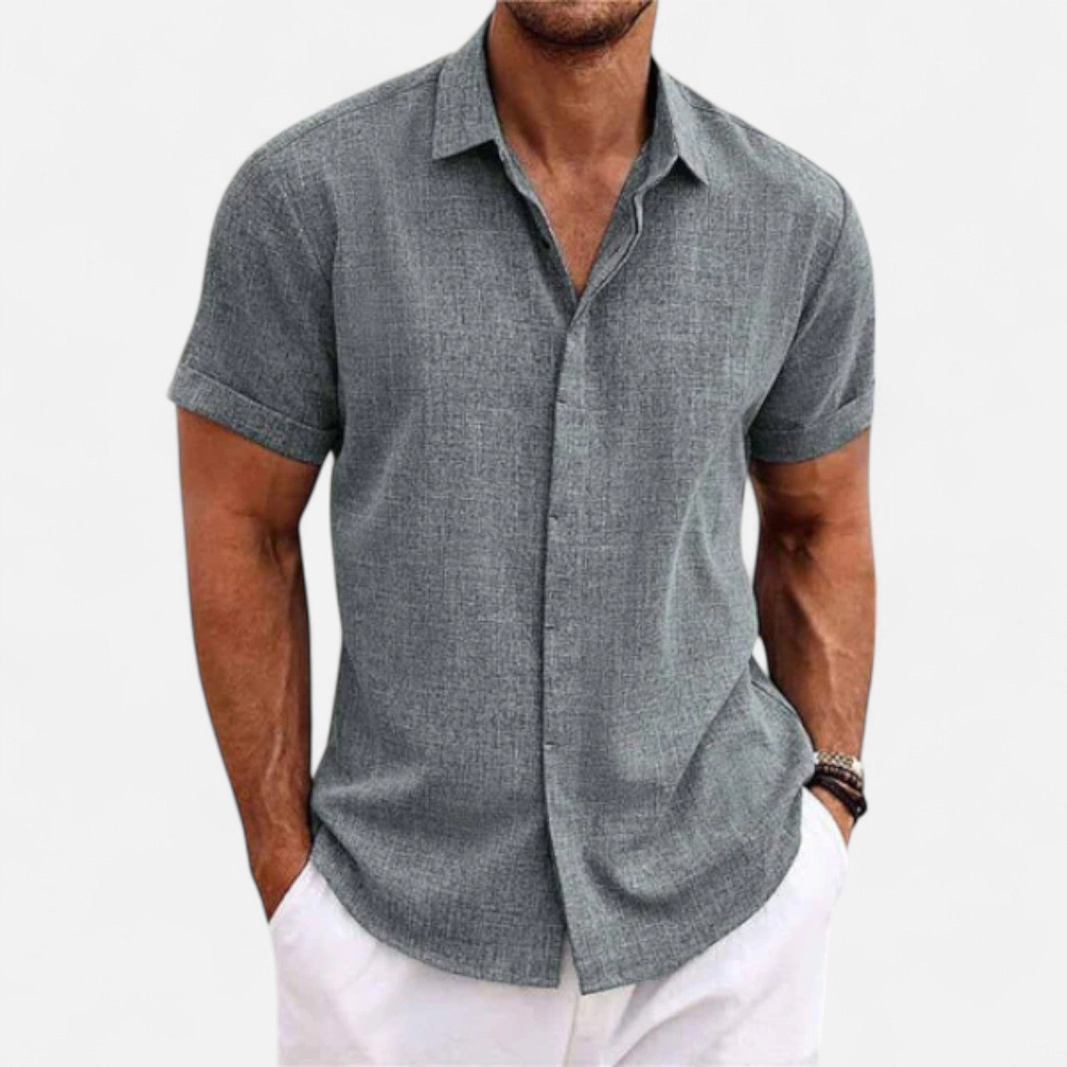 Eliaro Moda | Camisa de Lino para Hombre de Manga Corta – Frescura Natural, Estilo Atemporal