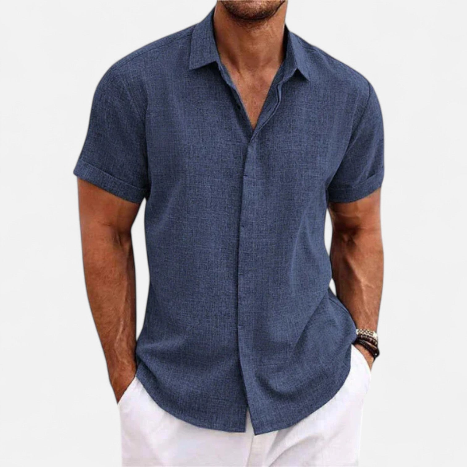 Eliaro Moda | Camisa de Lino para Hombre de Manga Corta – Frescura Natural, Estilo Atemporal