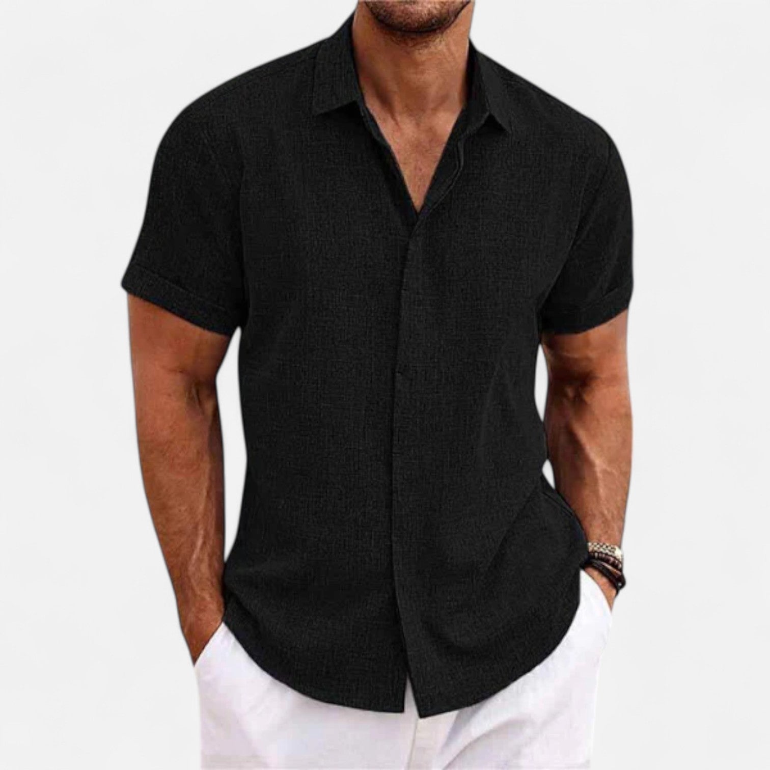 Eliaro Moda | Camisa de Lino para Hombre de Manga Corta – Frescura Natural, Estilo Atemporal