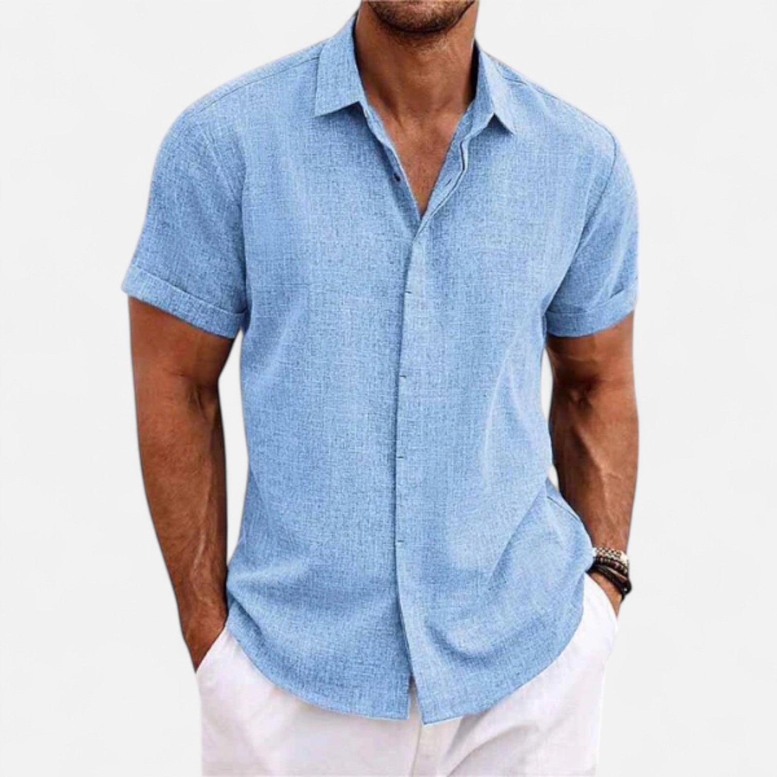 Eliaro Moda | Camisa de Lino para Hombre de Manga Corta – Frescura Natural, Estilo Atemporal
