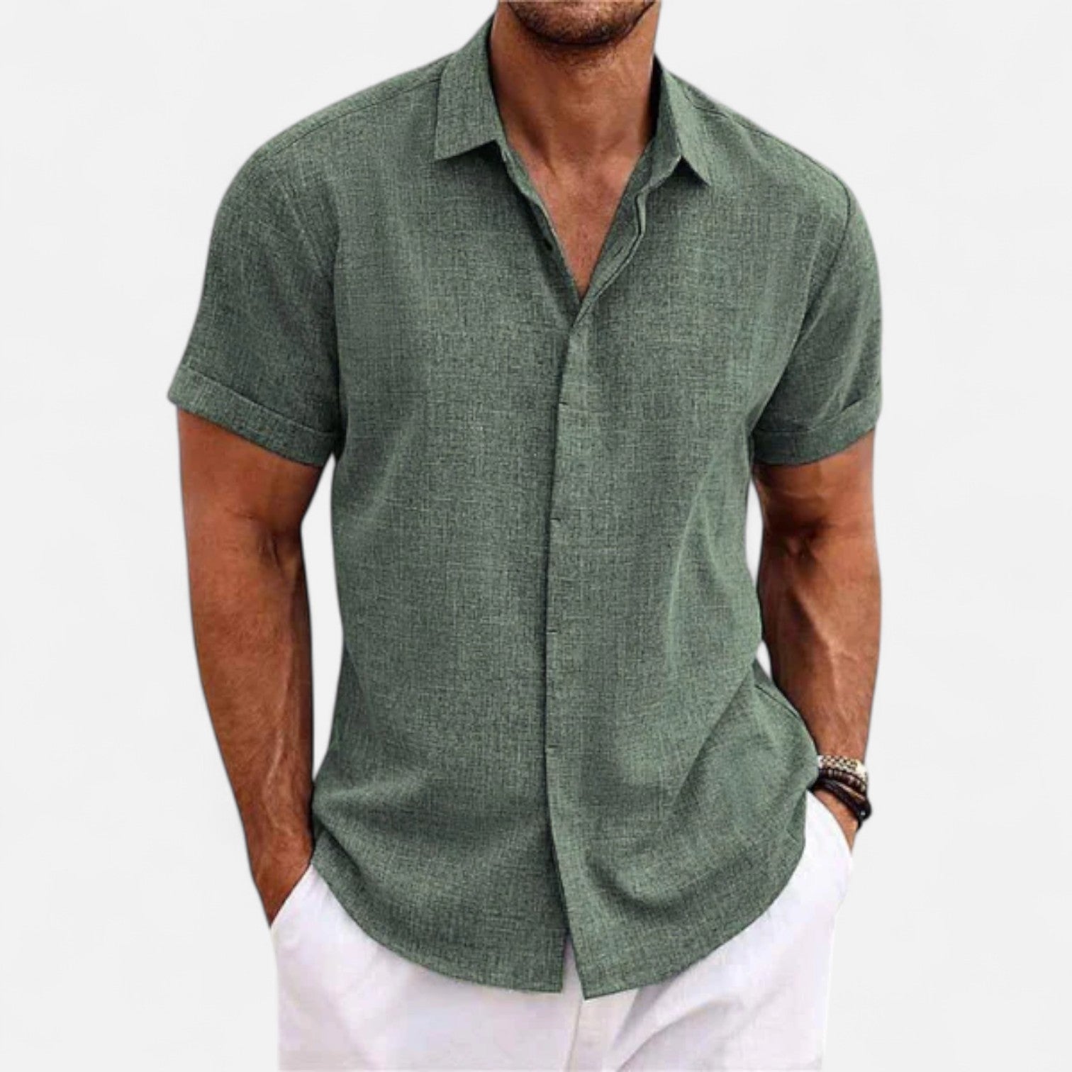 Eliaro Moda | Camisa de Lino para Hombre de Manga Corta – Frescura Natural, Estilo Atemporal