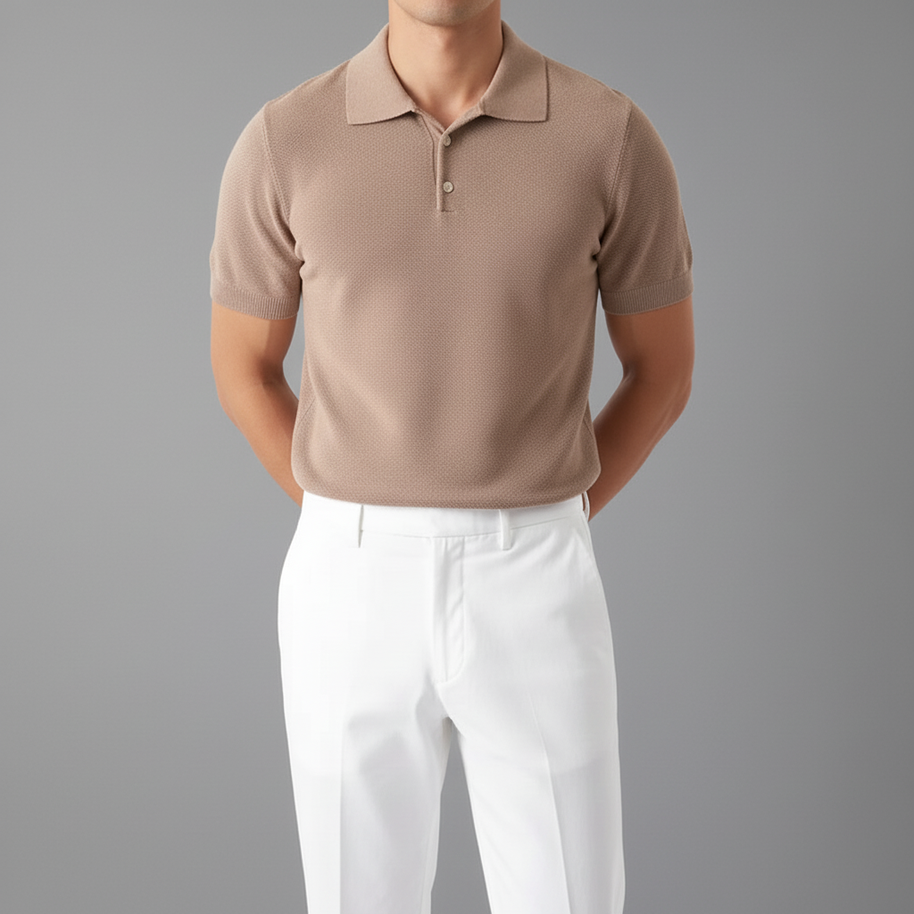 Tricou polo bărbați din bumbac cu croială croitorie — casual