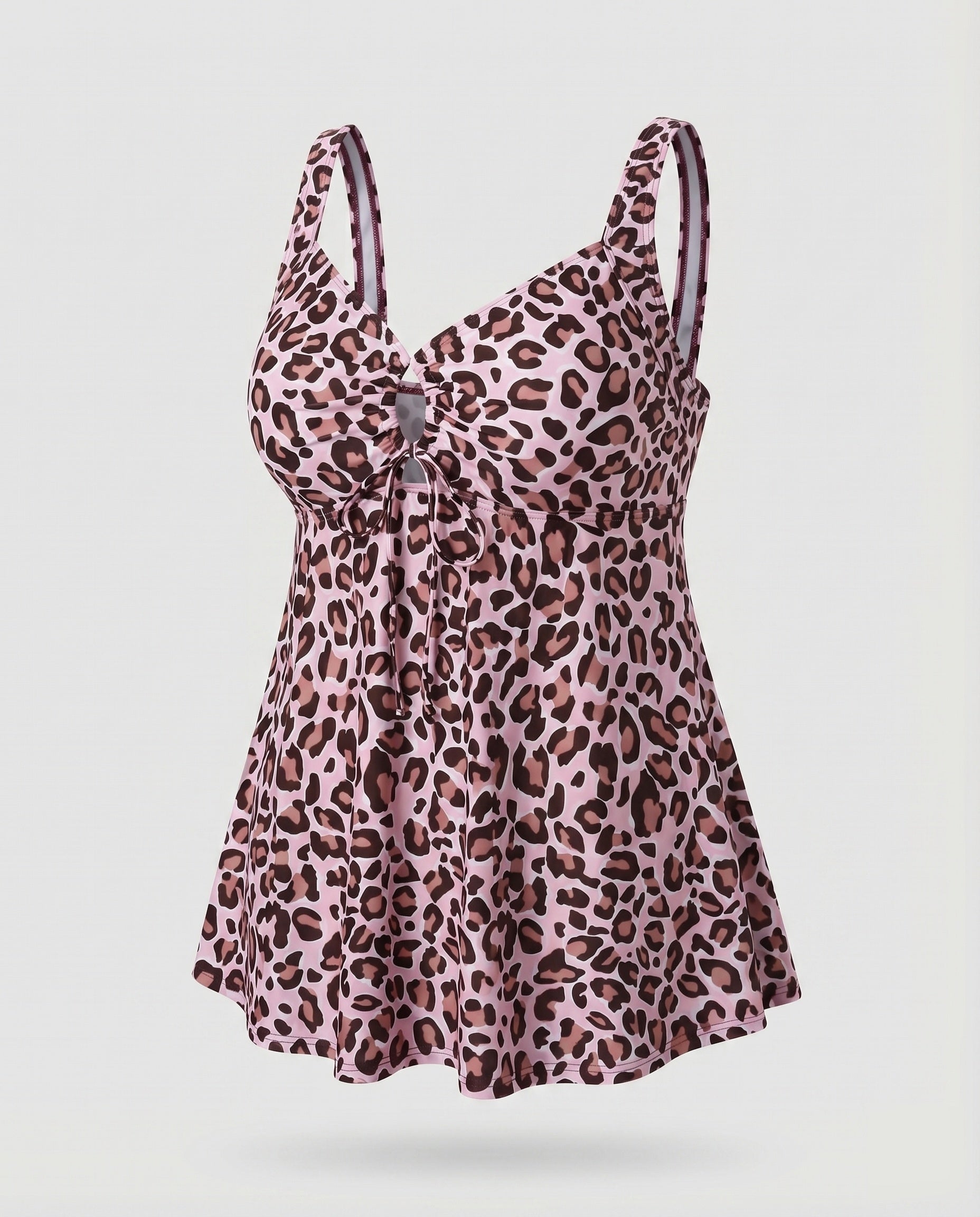 Top tankini de talie înaltă pentru femei cu decolteu keyhole și tiv tunică