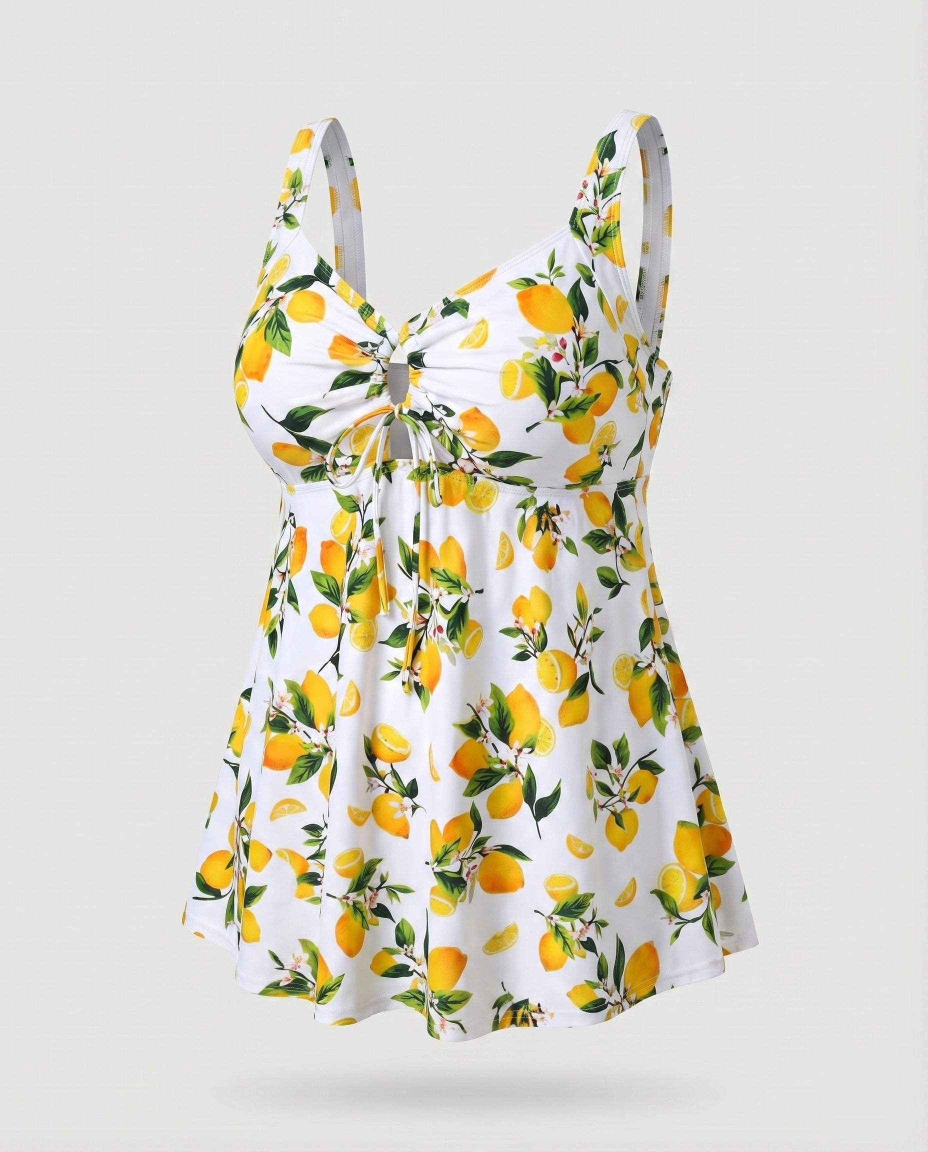 Top tankini de talie înaltă pentru femei cu decolteu keyhole și tiv tunică