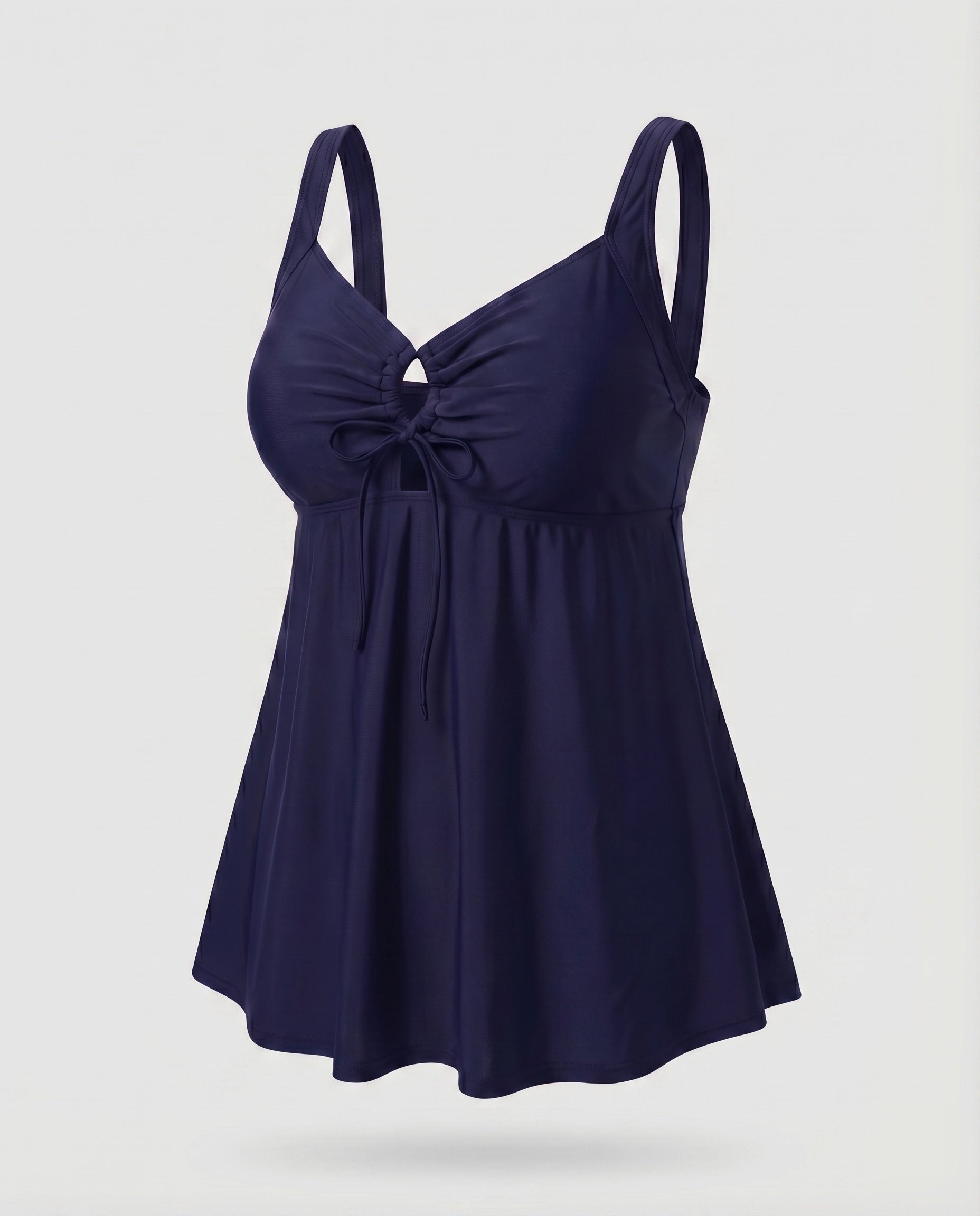 Top tankini de talie înaltă pentru femei cu decolteu keyhole și tiv tunică