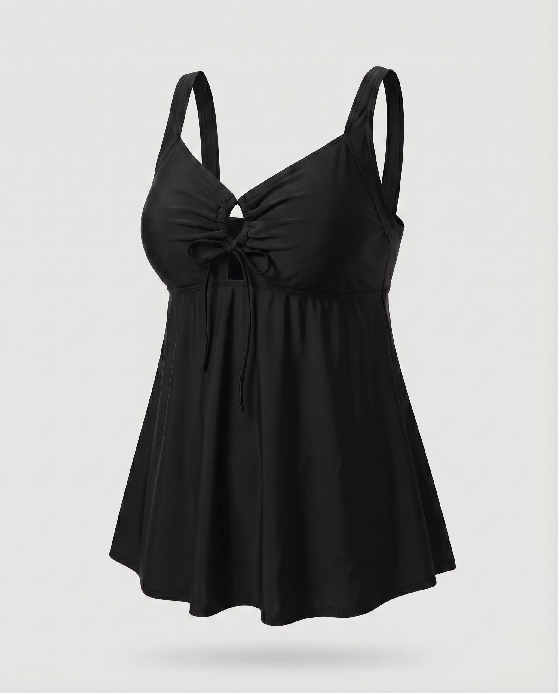 Τοπ Tankini Ψηλόμεσο για Γυναίκα με Keyhole Λαιμόκοψη και Τελείωμα Τουνίκ