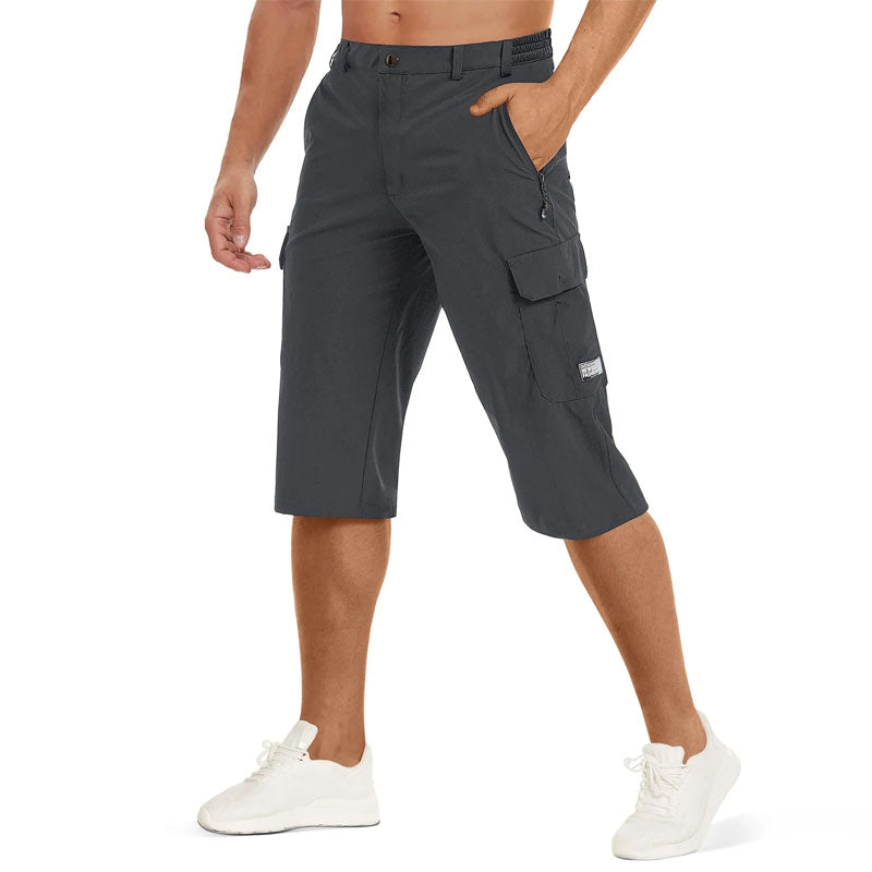 Pantaloni Capri da trekking da uomo in asciugatura rapida con tasche con cerniera