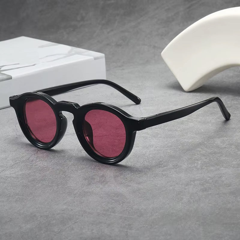 Gafas de Sol Redondas Retro Montura Pequeña Protección UV400 Unisex Lentes Tintadas