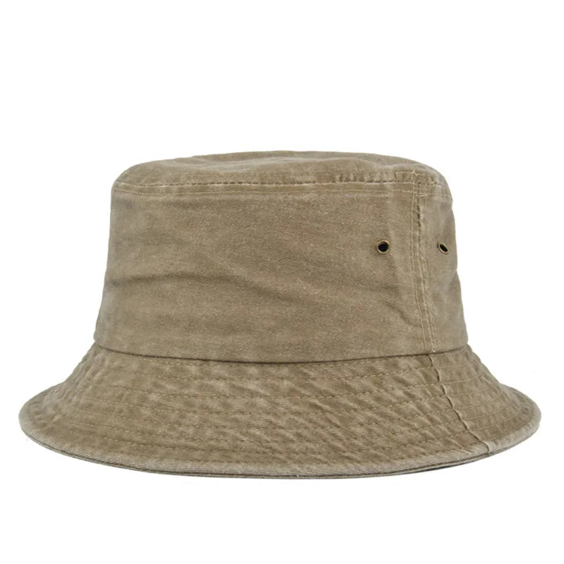 Unisex bavlněný vypraný rybářský klobouk na slunce, neformální bucket hat