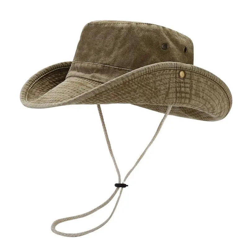 Cappello da pescatore unisex in cotone con tesa larga regolabile