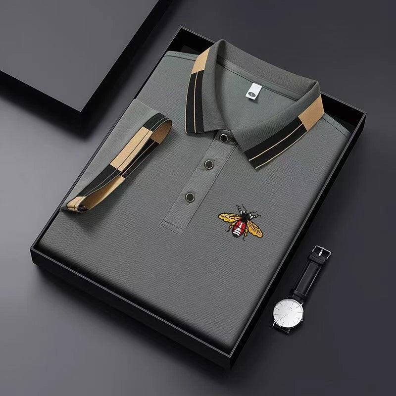 Polo de manga corta para hombre - cuello bordado con botones - casual exterior