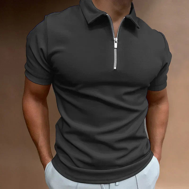 Polo para homem com gola de fecho e manga curta — casual