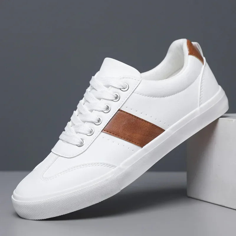 Sneakers casual da uomo con suola in gomma e esterno in pelle sintetica PU