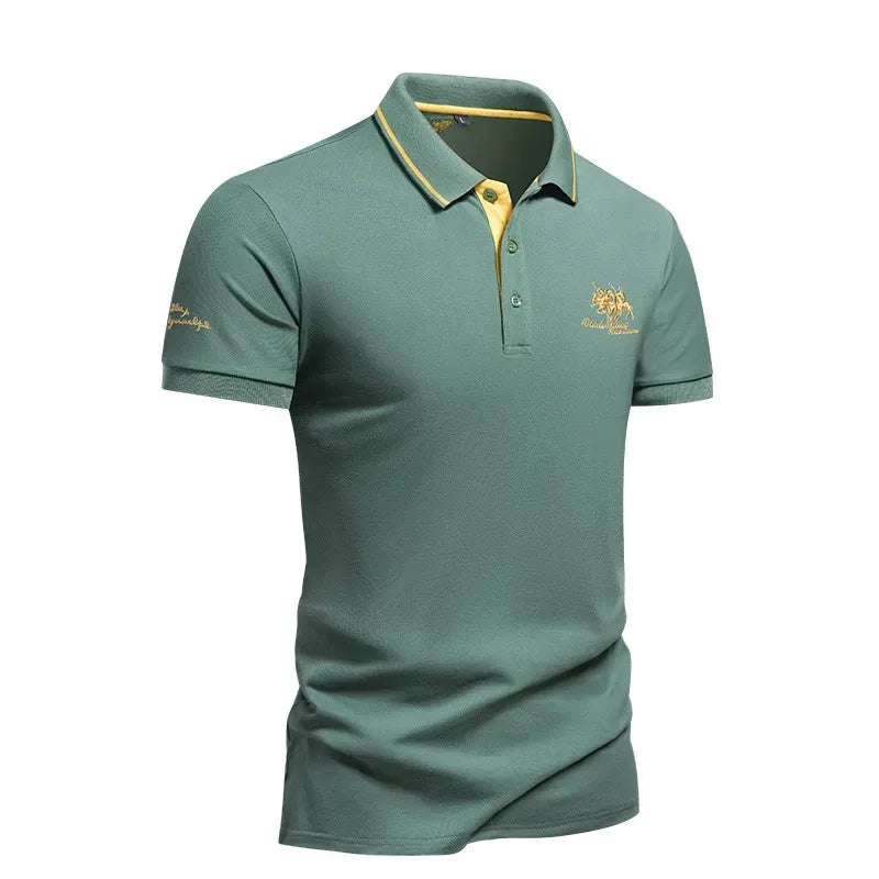 Polo en coton pour homme - col brodé décontracté - été
