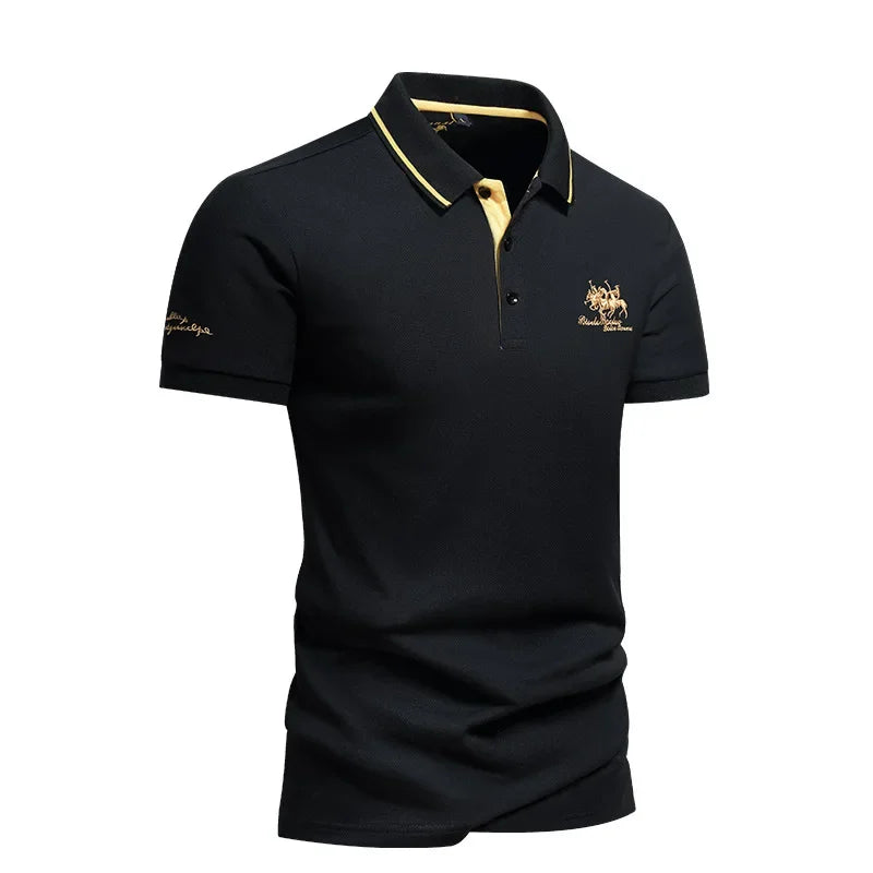 Polo en coton pour homme - col brodé décontracté - été