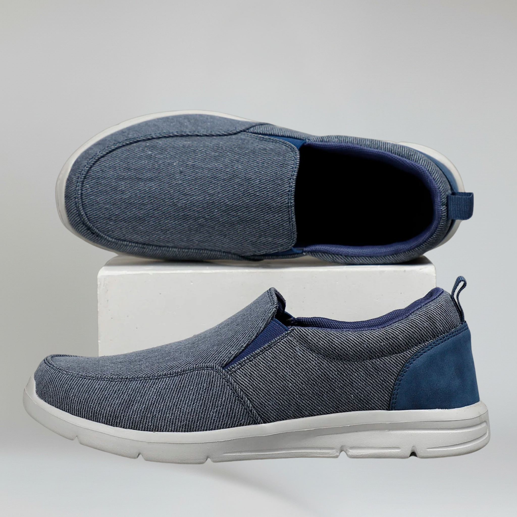 Men's Canvas Slip-On Loafers with Breathable EVA Sole