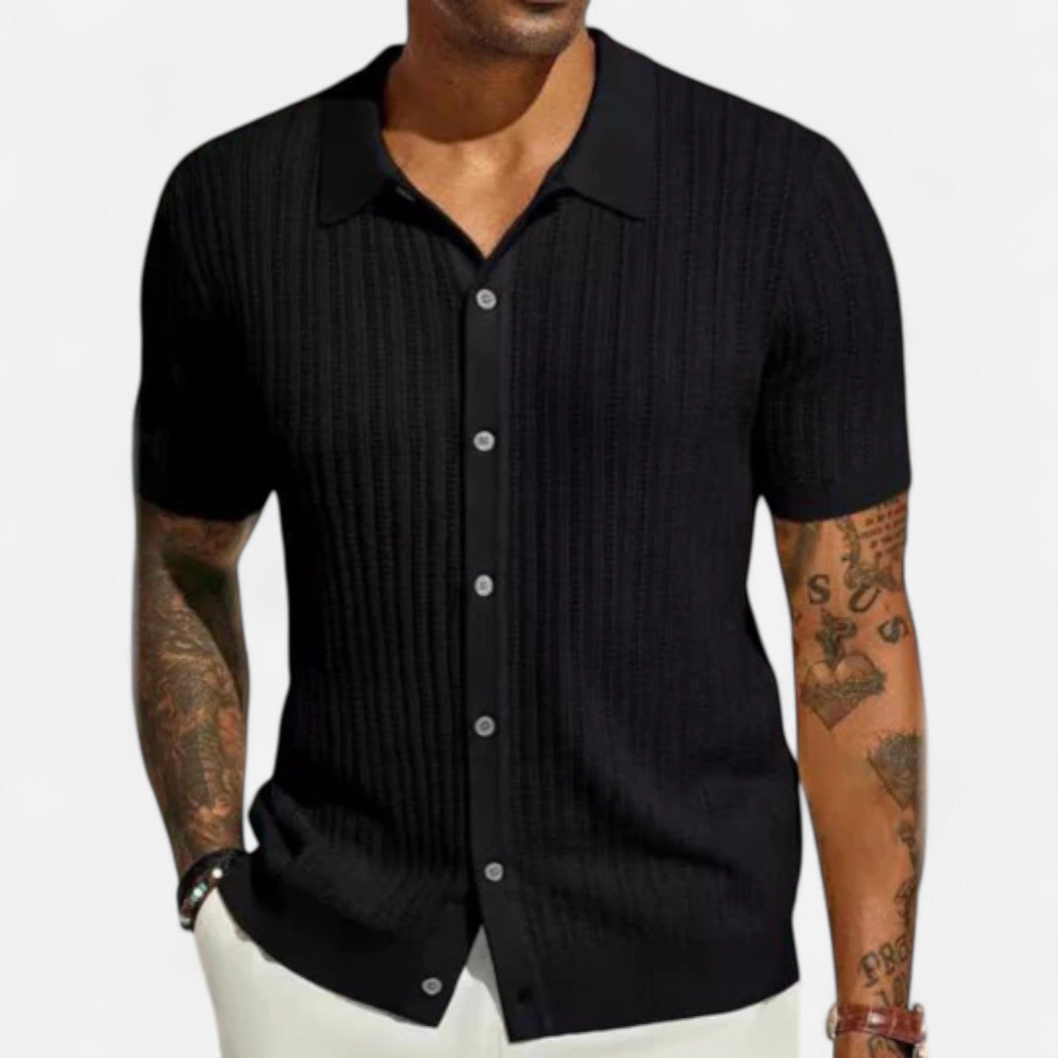 Eliaro Moda | Camisa de Punto para Hombre – Estilo Veraniego con Textura Sofisticada y Comodidad Atemporal