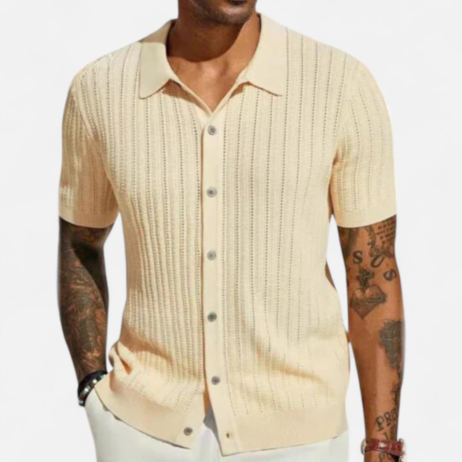 Eliaro Moda | Camisa de Punto para Hombre – Estilo Veraniego con Textura Sofisticada y Comodidad Atemporal