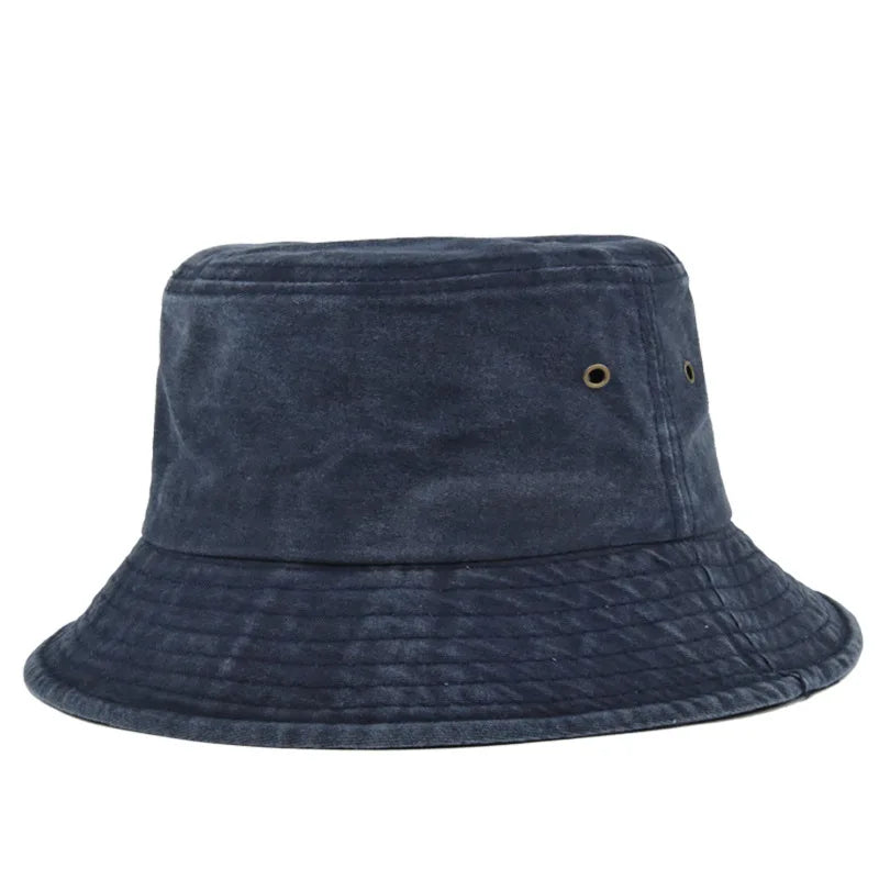 Unisex bavlněný vypraný rybářský klobouk na slunce, neformální bucket hat