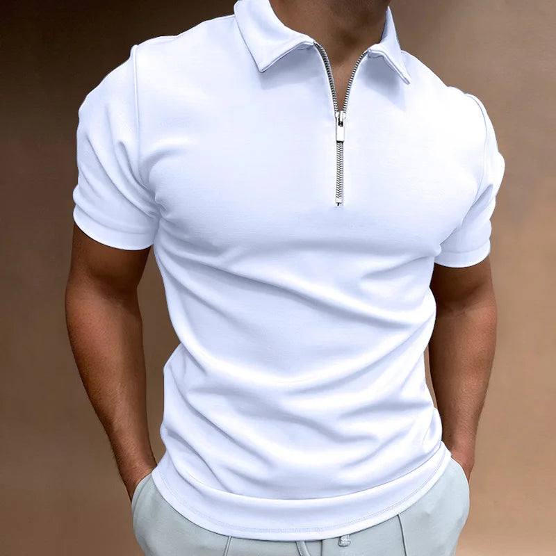 Polo para homem com gola de fecho e manga curta — casual