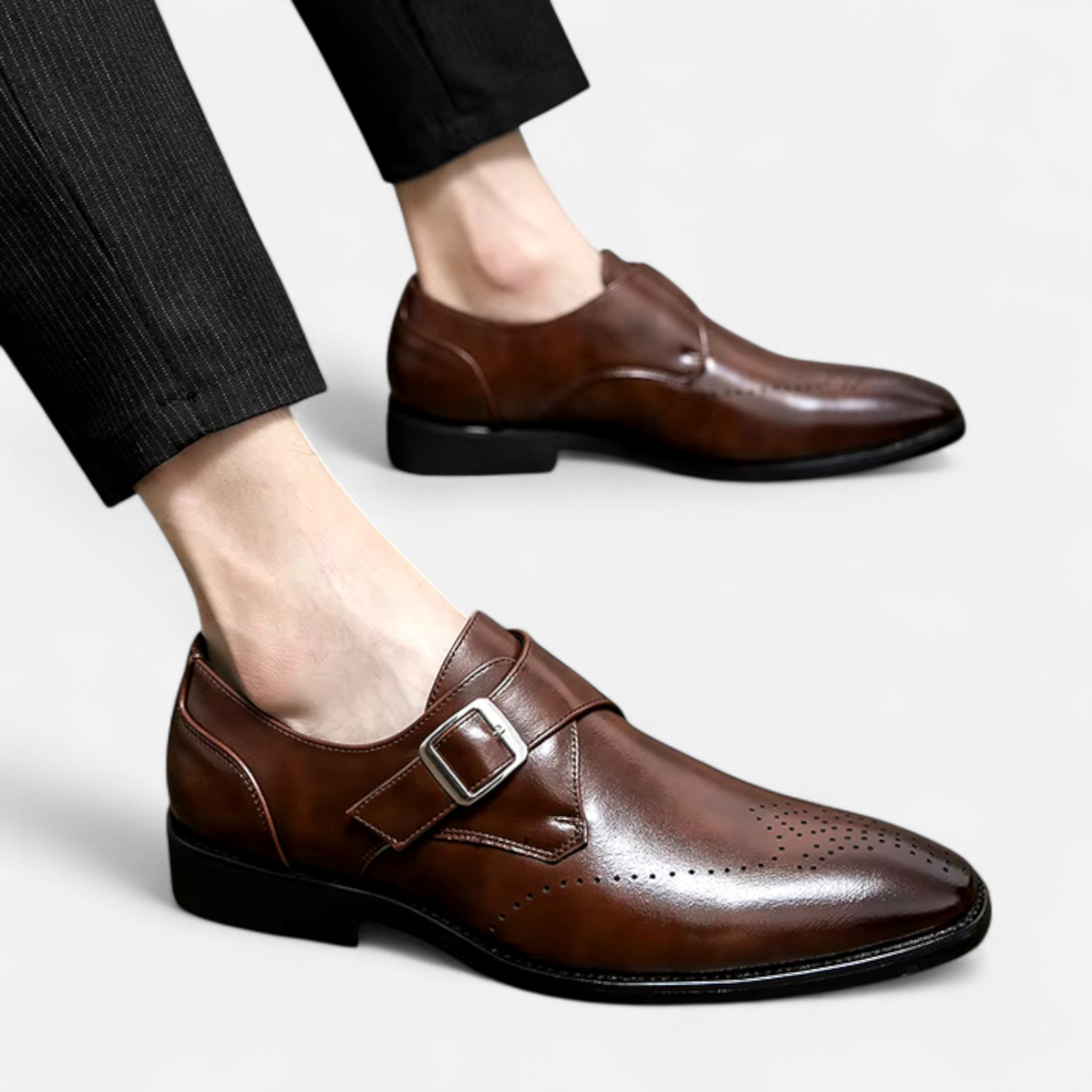Eliaro Moda | Zapatos Monk Strap Hombre Ashford Puntera Perforada