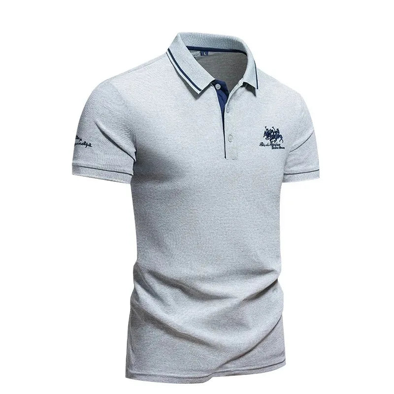 Polo en coton pour homme - col brodé décontracté - été