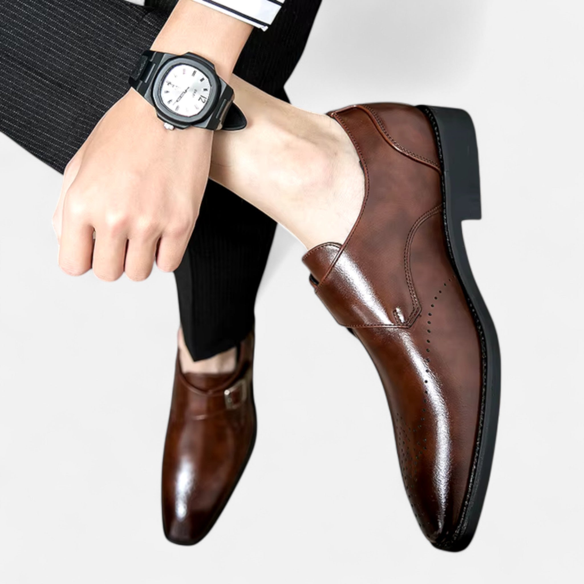 Eliaro Moda | Zapatos Monk Strap Hombre Ashford Puntera Perforada