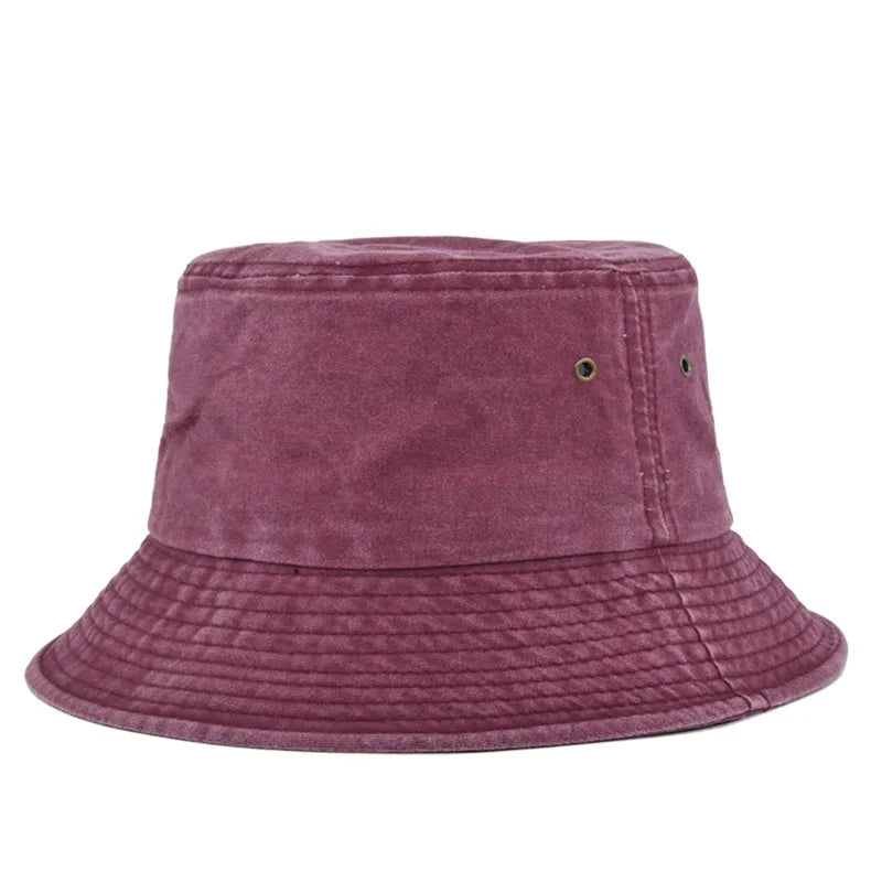 Unisex bavlněný vypraný rybářský klobouk na slunce, neformální bucket hat