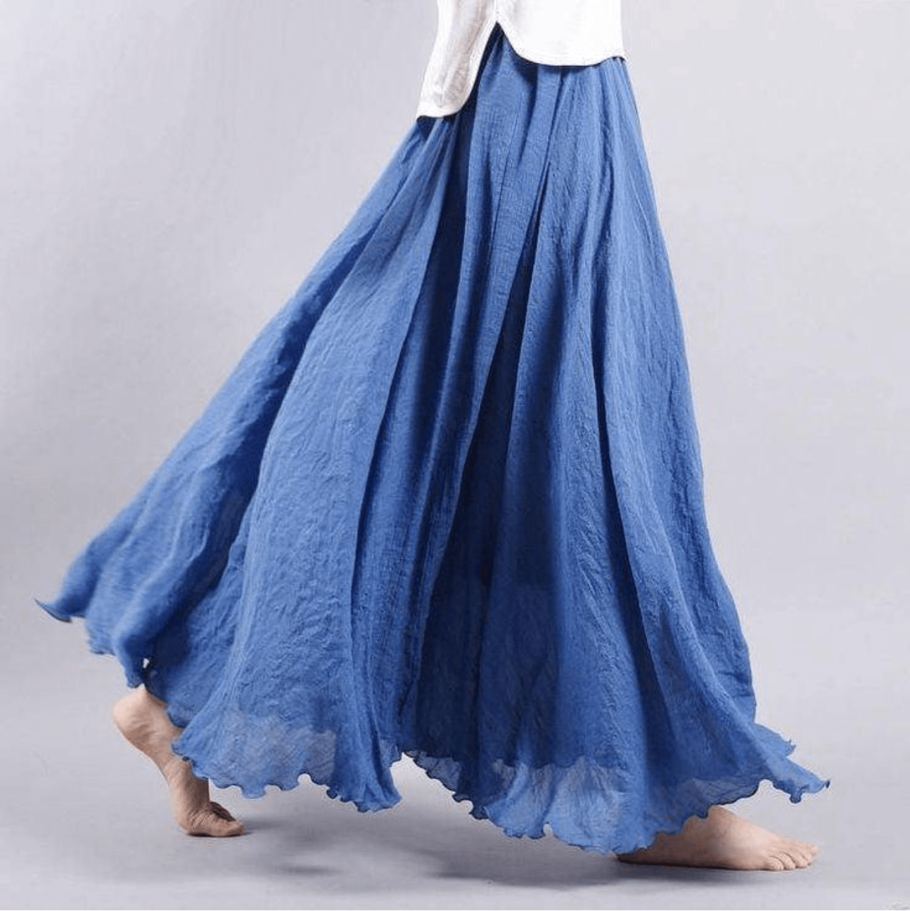 Women's linen maxi skirt — bohemian flared cut for summer
